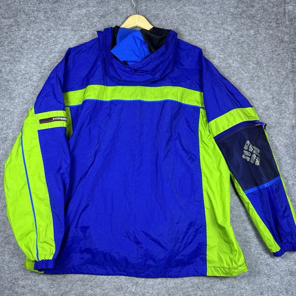 VTG Columbia Windbreaker Mens XL Blue Green 1/2 Zip Pullover Jacket Packable - Picture 10 of 13
